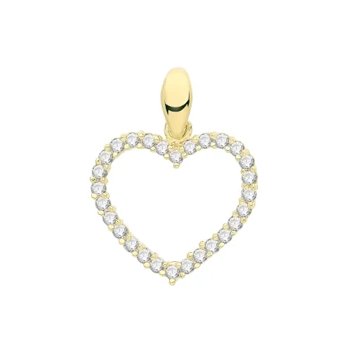 9ct Yellow Gold Ladies' Cz Pendant 14.6 X 12.9mm Heart